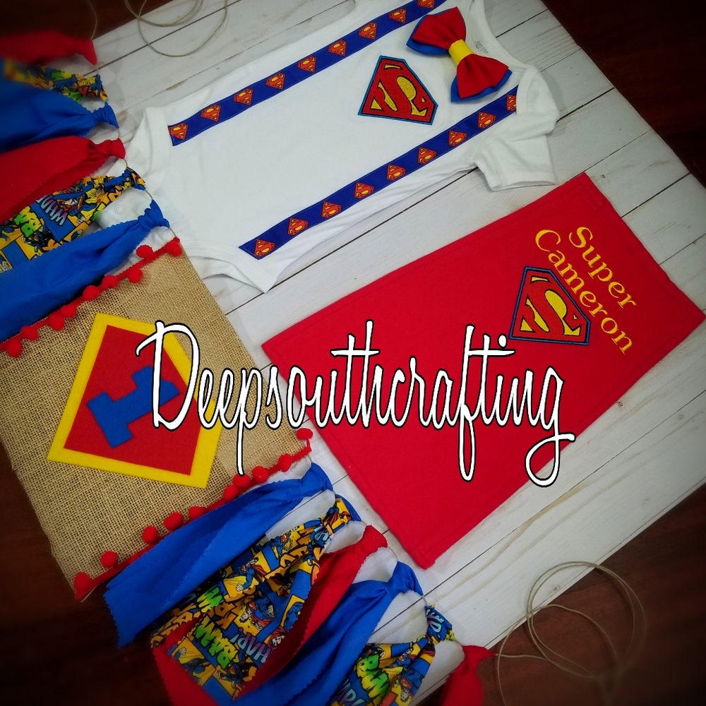 Superman first birthday smash cake outfit
